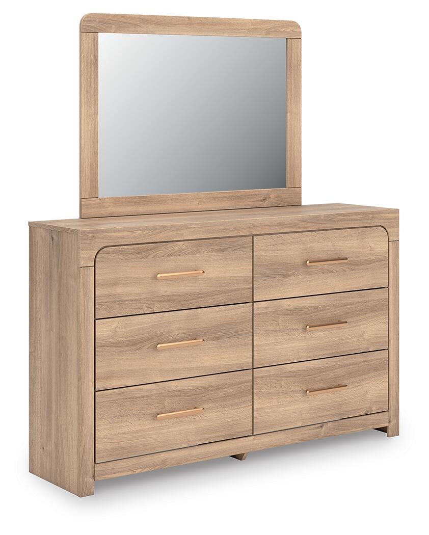 Hollymount King Upholstered Panel Bed, Dresser, Mirror and Nightstand