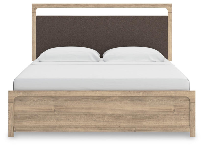 Hollymount King Upholstered Panel Bed, Dresser, Mirror and Nightstand