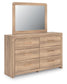 Kinlanni Queen Upholstered Platform Bed, Dresser, Mirror and Nightstand