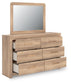 Kinlanni Queen Upholstered Platform Bed, Dresser, Mirror and Nightstand