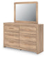 Kinlanni Queen Upholstered Platform Bed, Dresser, Mirror and Nightstand