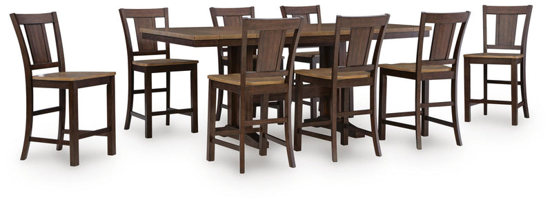 Anixburg Counter Height Dining Table and 8 Barstools