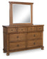 Rowlenstown California King Poster Bed with Mirrored Dresser