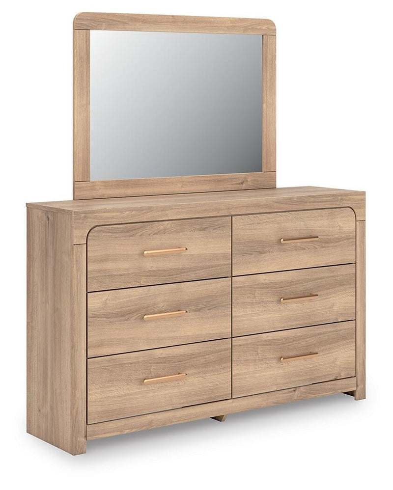 Hollymount King Upholstered Platform Bed, Dresser, Mirror and Nightstand