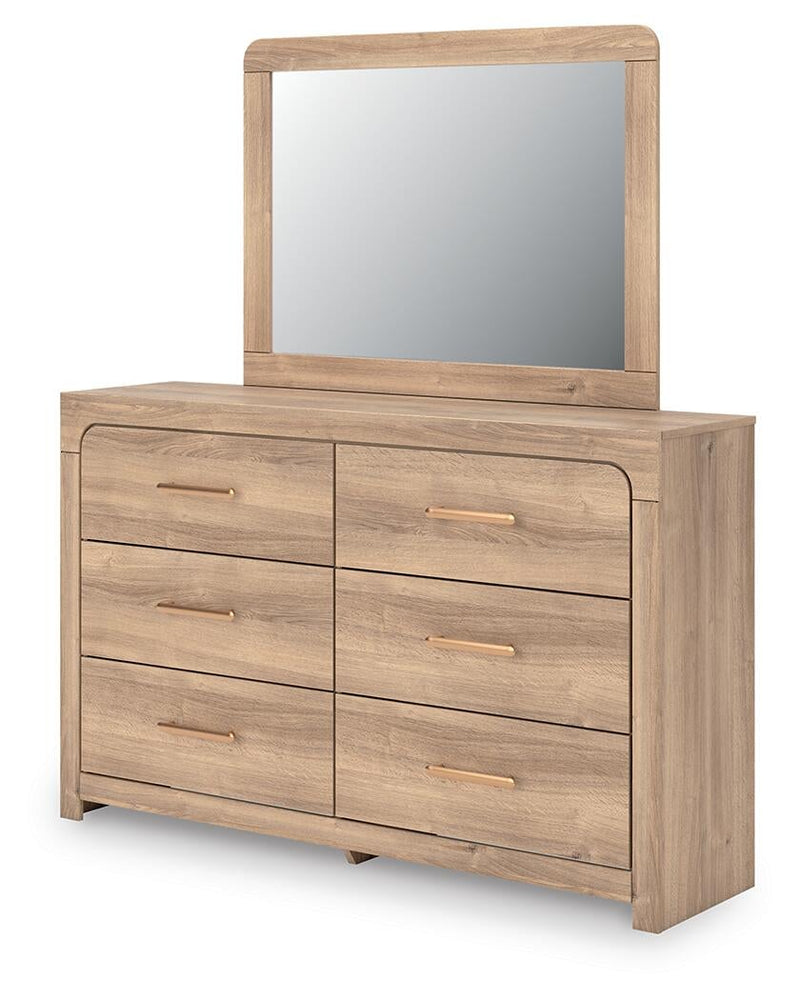 Hollymount King Upholstered Platform Bed, Dresser, Mirror and Nightstand
