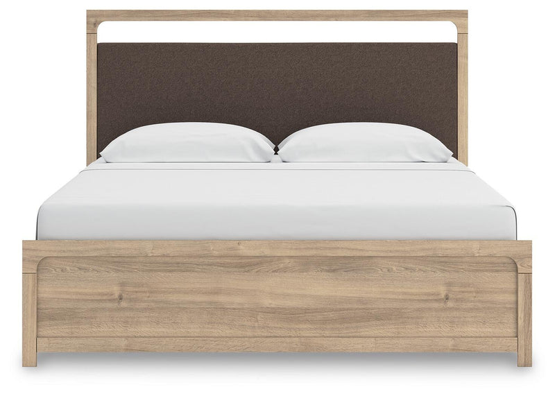 Hollymount King Upholstered Platform Bed, Dresser, Mirror and Nightstand
