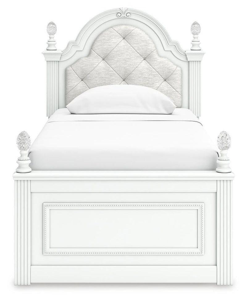 Maylilly Twin Upholstered Panel Storage Bed, Dresser and Mirror