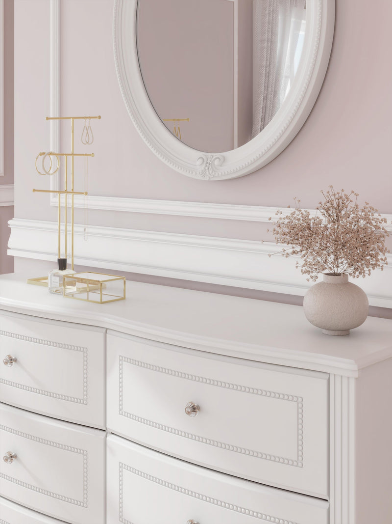 Maylilly Twin Upholstered Panel Storage Bed, Dresser and Mirror