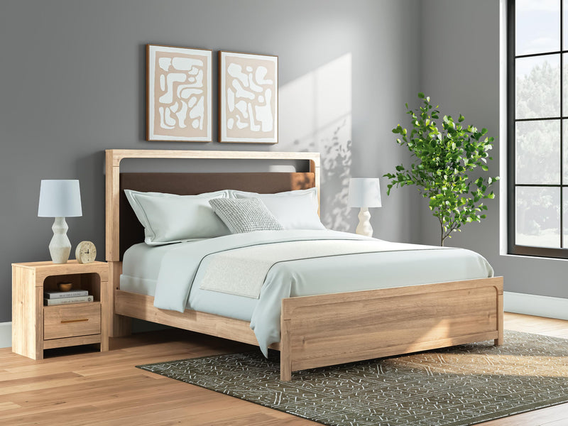 Hollymount King Upholstered Panel Bed, Dresser and Mirror