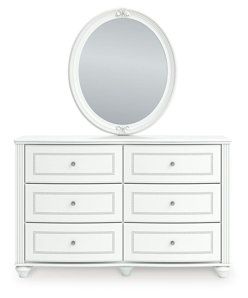 Maylilly Full Upholstered Panel Storage Bed, Dresser and Mirror