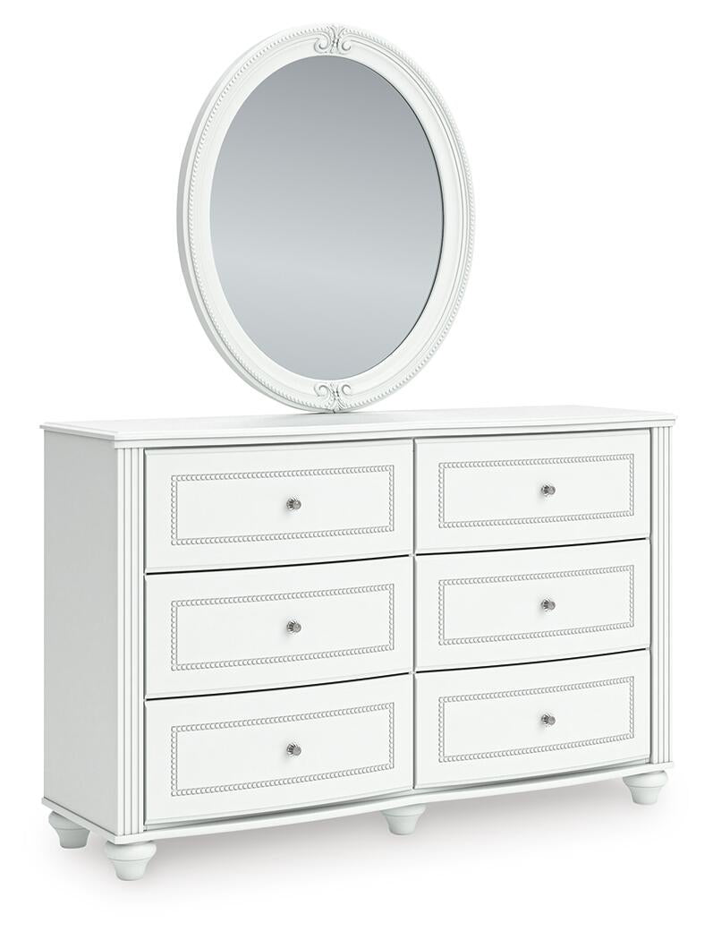 Maylilly Full Upholstered Panel Storage Bed, Dresser and Mirror
