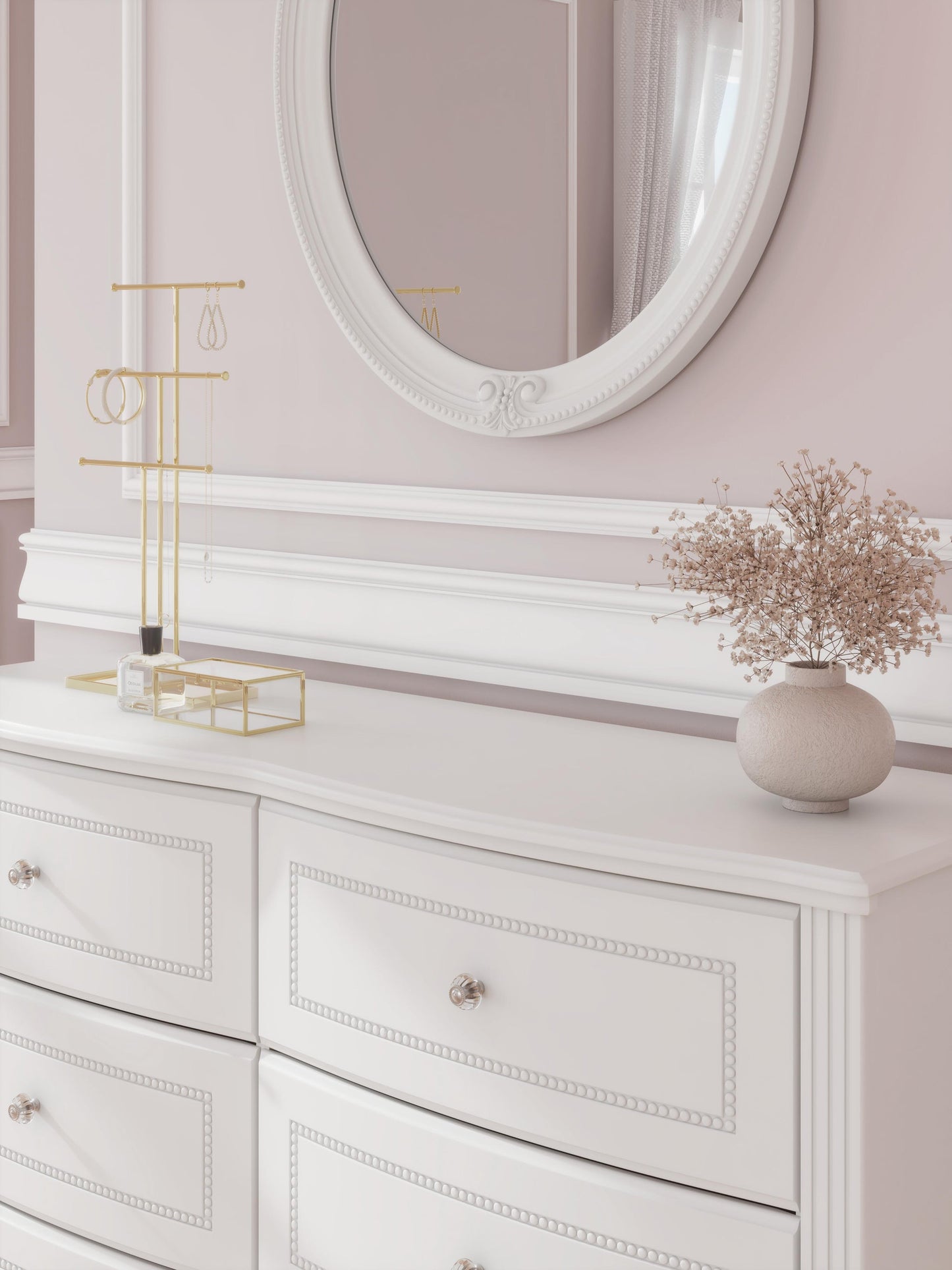 Kozlani Twin Upholstered Panel Storage Bed, Dresser, Mirror and Nightstand