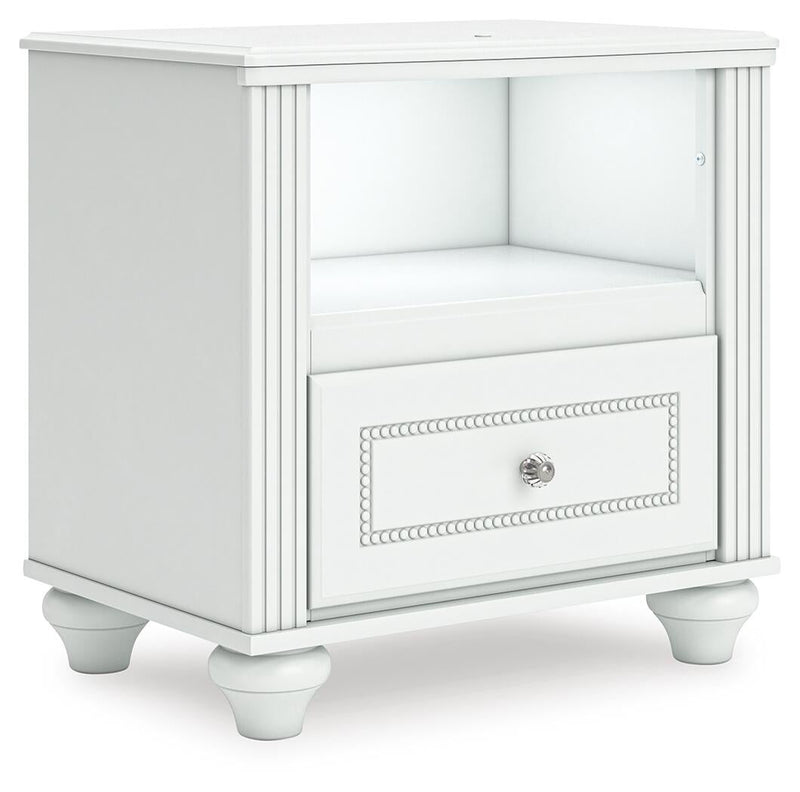 Maylilly Full Upholstered Panel Bed, Dresser, Mirror and Nightstand