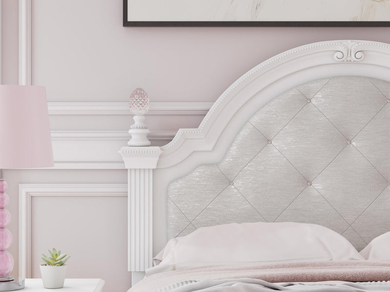Maylilly Full Upholstered Panel Bed, Dresser, Mirror and Nightstand