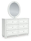 Maylilly Twin Upholstered Panel Bed, Dresser and Mirror