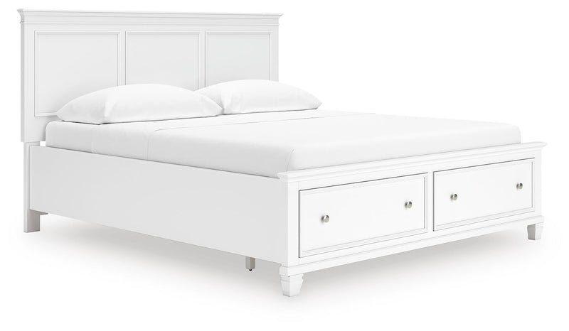 Fortman California King Panel Storage Bed, Dresser and Mirror