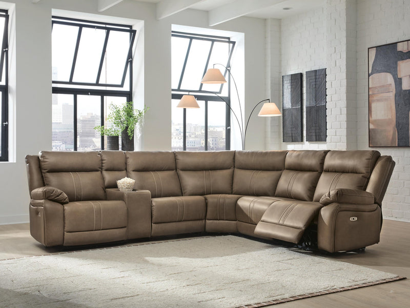 Max-Momentum 6-Piece Power Reclining Sectional with Audio Console
