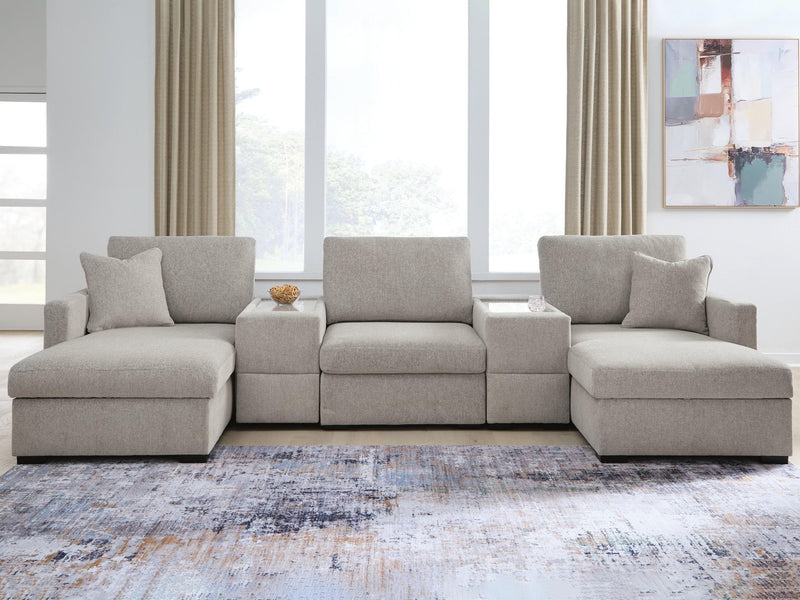 ModMax Luxe 5-Piece Double Chaise Sectional with Storage Consoles