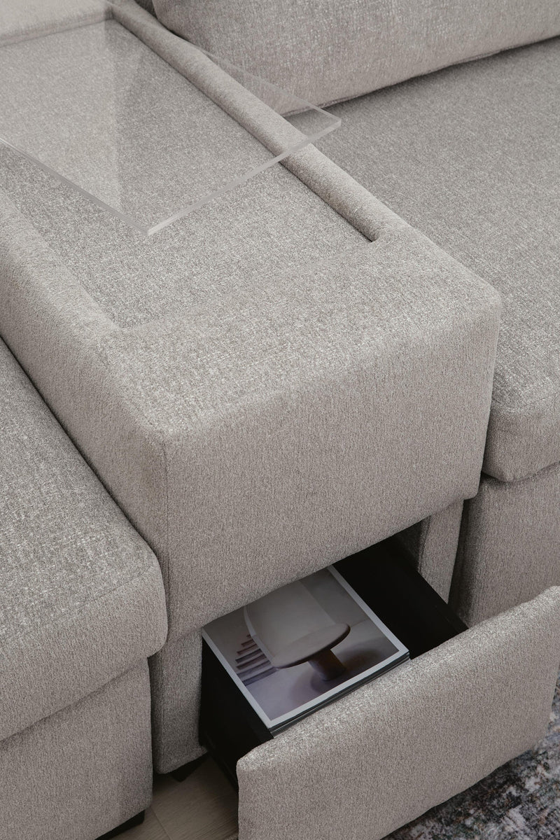 ModMax Luxe 5-Piece Double Chaise Sectional with Storage Consoles