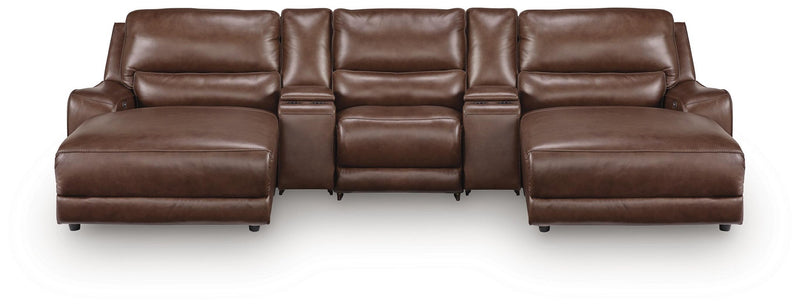 DeepWakes 5-Piece Reclining Sectional with Double Chaise and Storage Consoles
