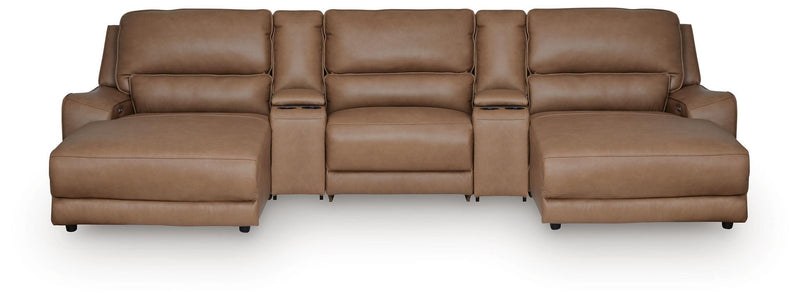 DeepWakes 5-Piece Reclining Sectional with Double Chaise and Storage Consoles