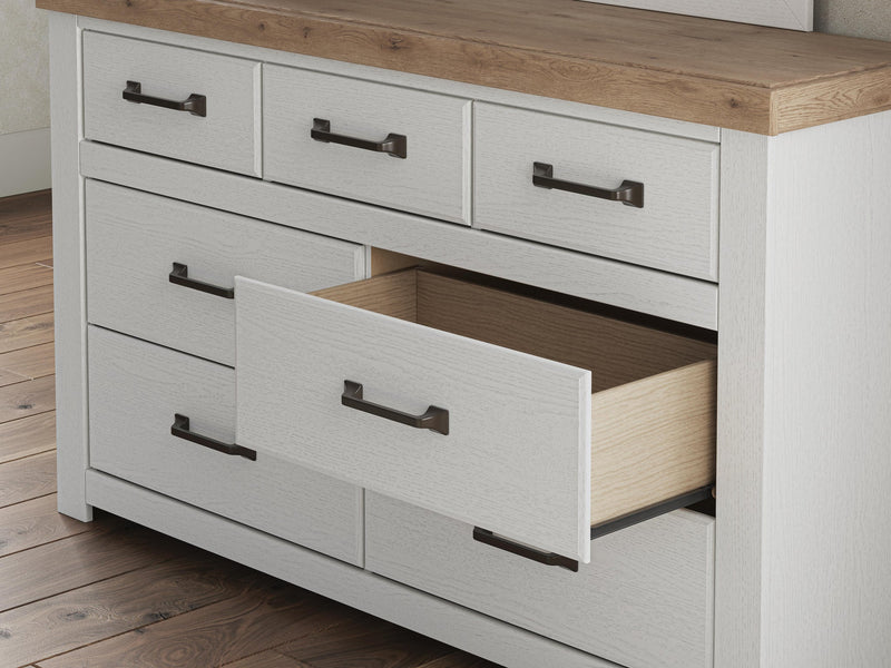 Savonport Queen Panel Bed with Storage. Dresser, Mirror and Nightstand