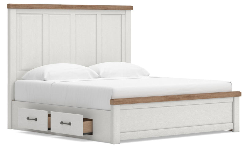 Savonport King Panel Bed with Storage, Dresser and Mirror