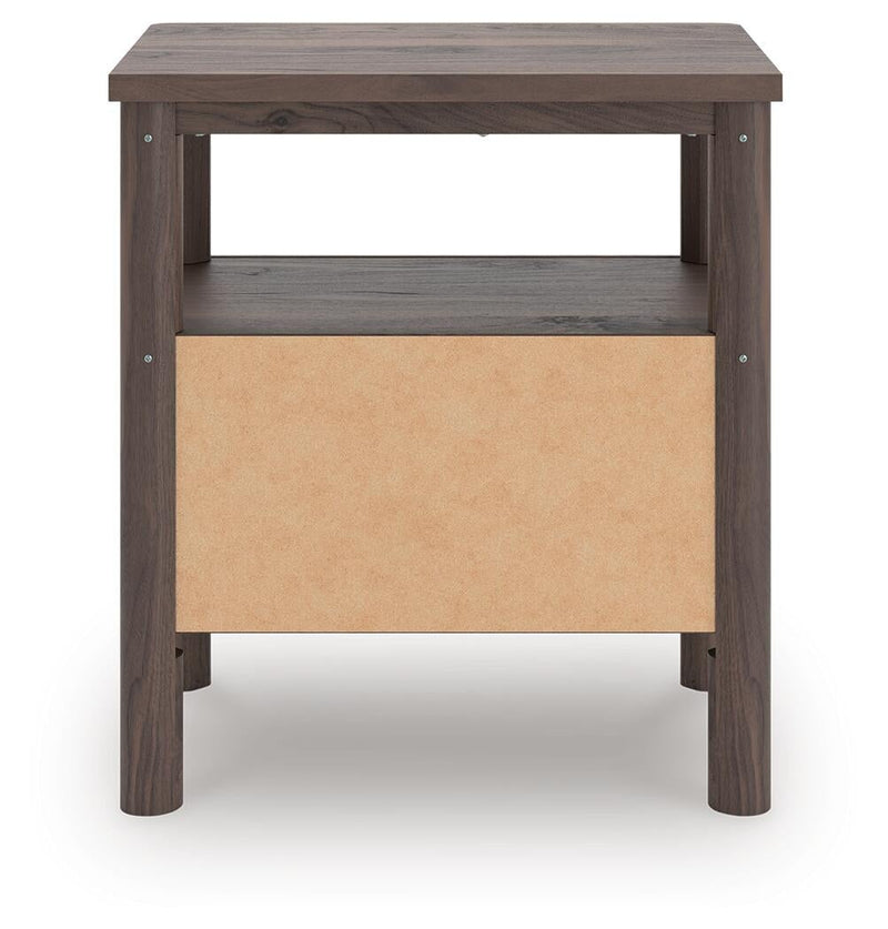 Cadmori Full Upholstered Panel Platform Bed, Dresser, Mirror and Nightstand