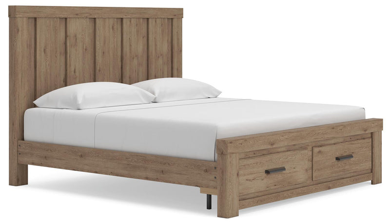 Garistyn King Panel Storage Bed, Dresser, Mirror, Chest and Nightstand