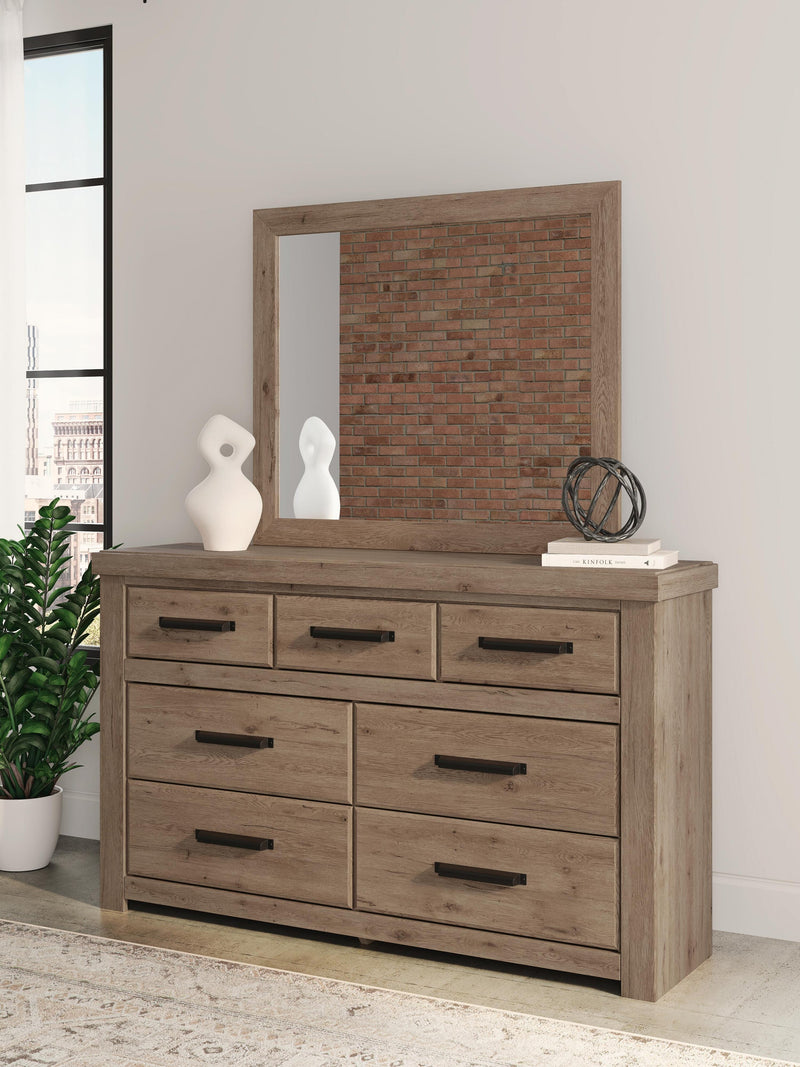Garistyn Queen Panel Storage Bed. Dresser, Mirror and Nightstand