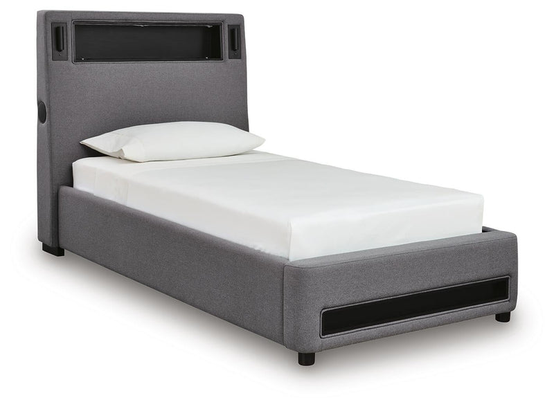 Ashley Express - Finigale Twin Upholstered Bed with Wireless Audio